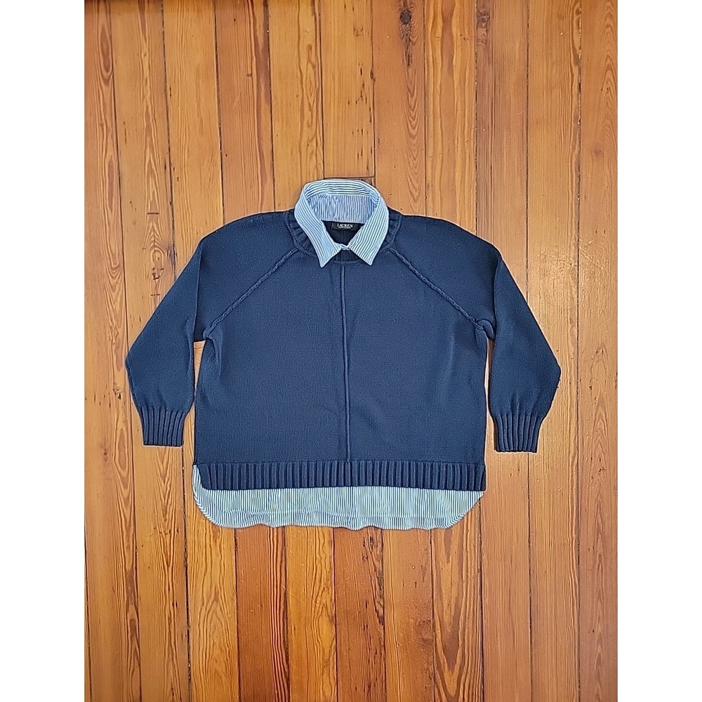 Lauren Ralph Lauren Navy Blue Layered Cotton Sweater Womens 3x Classic Preppy